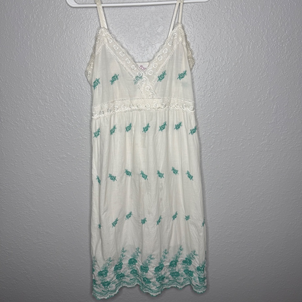 Sweet Luv 2 Luv  Cami‎ Tank Dress with turquoise flowers -cp
